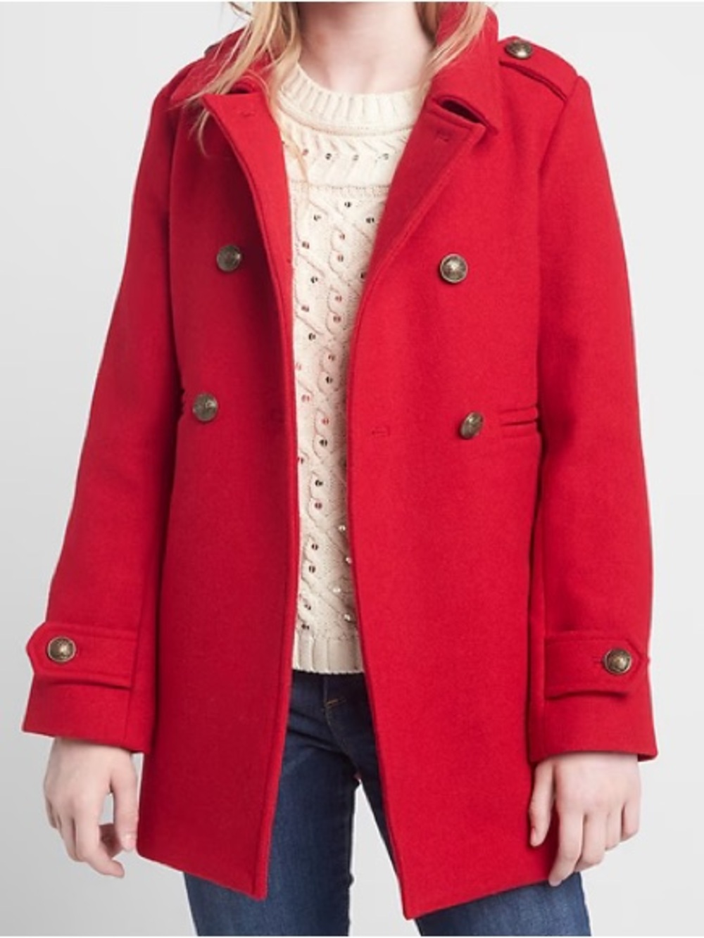 Gap Kids Double-face wool peacoat Red